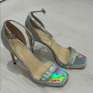 Nine West Iridescent Silver Heels